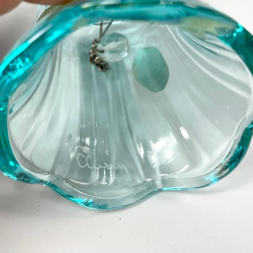 Vintage Fenton Scalloped‎ Clear Blue Bells Floral Hand Painted Signed set of 3